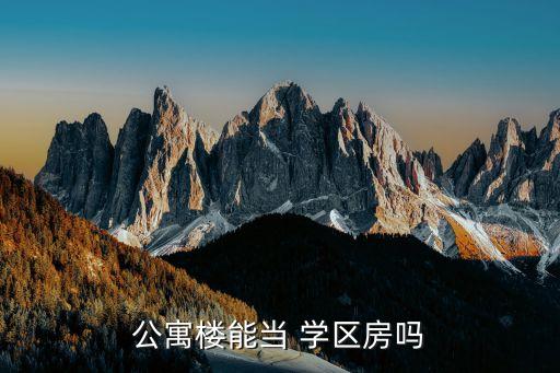 公寓楼能当 学区房吗