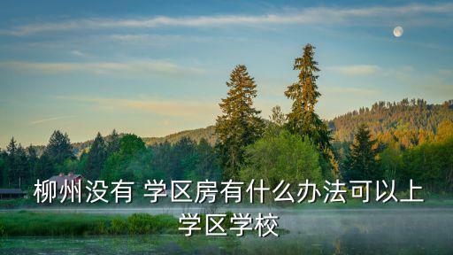  柳州没有 学区房有什么办法可以上 学区学校