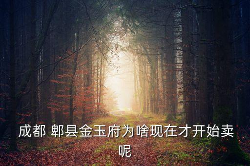  成都 郫县金玉府为啥现在才开始卖呢