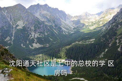  沈阳通天社区是七中的总校的学 区房吗