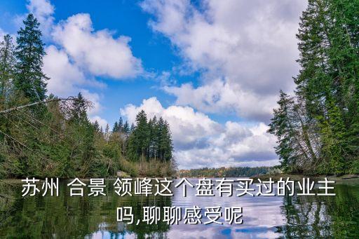 苏州 合景 领峰这个盘有买过的业主吗,聊聊感受呢