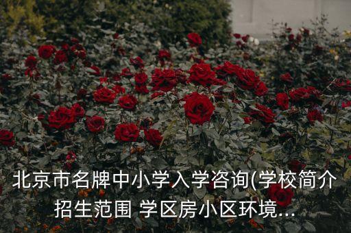 北京市名牌中小学入学咨询(学校简介招生范围 学区房小区环境...