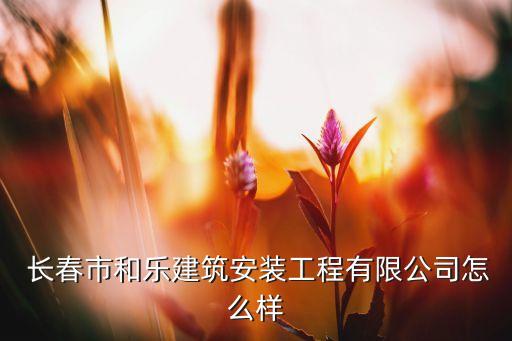  长春市和乐建筑安装工程有限公司怎么样