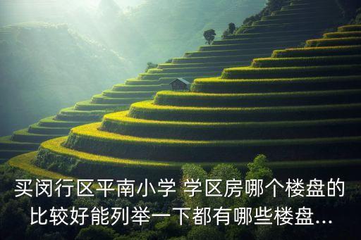 买闵行区平南小学 学区房哪个楼盘的比较好能列举一下都有哪些楼盘...