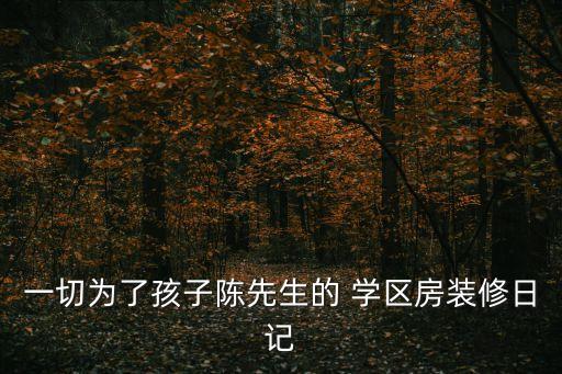 一切为了孩子陈先生的 学区房装修日记