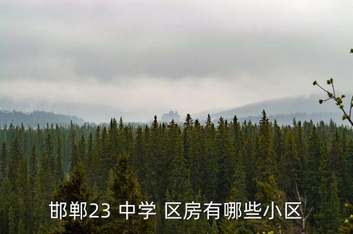 邯郸23 中学 区房有哪些小区
