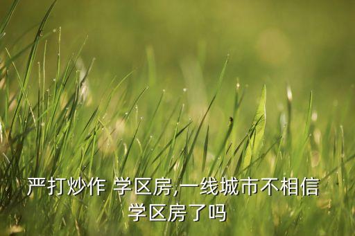 严打炒作 学区房,一线城市不相信 学区房了吗