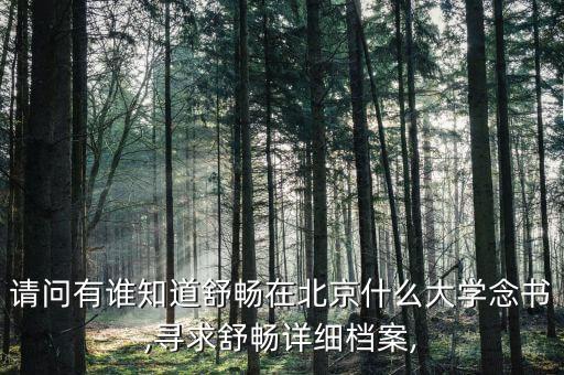 请问有谁知道舒畅在北京什么大学念书,寻求舒畅详细档案,