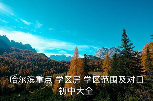 哈尔滨重点 学区房 学区范围及对口初中大全