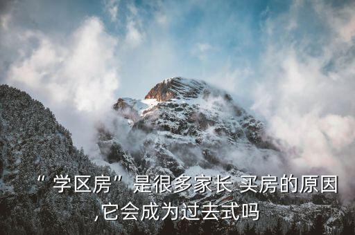 “ 学区房”是很多家长 买房的原因,它会成为过去式吗