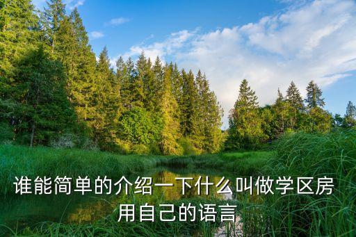 谁能简单的介绍一下什么叫做学区房 用自己的语言