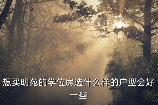 投资学区房选择什么户型，想买明苑的学位房选什么样的户型会好一些