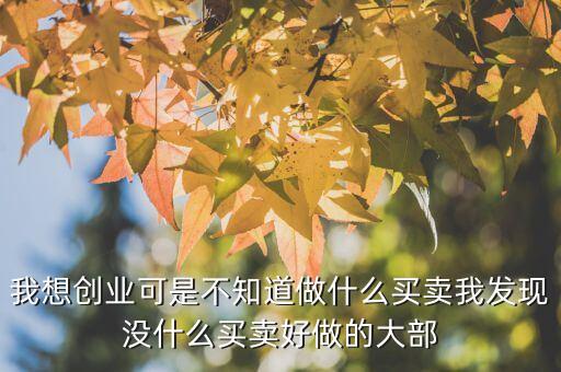 我想创业可是不知道做什么买卖我发现没什么买卖好做的大部