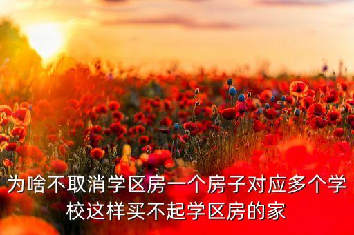 为啥不取消学区房一个房子对应多个学校这样买不起学区房的家