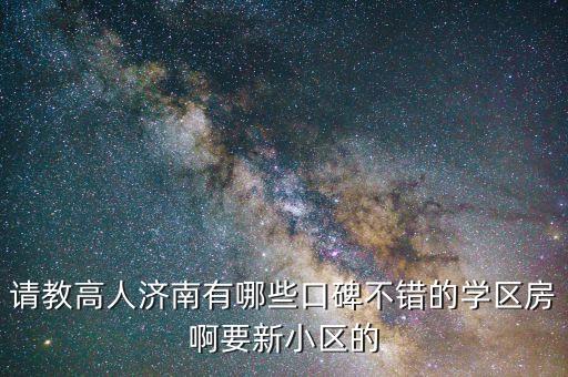 请教高人济南有哪些口碑不错的学区房啊要新小区的