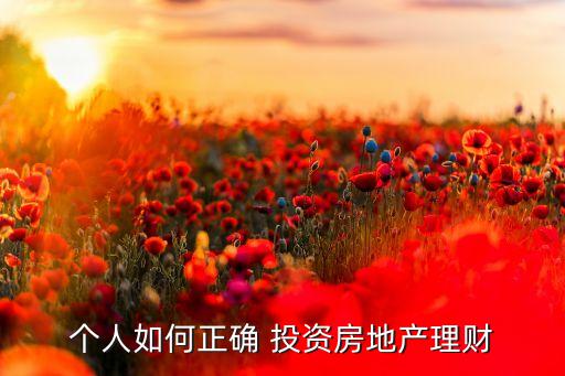 个人如何正确 投资房地产理财