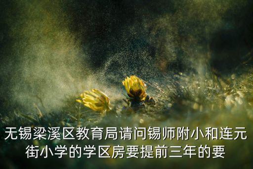 无锡梁溪区教育局请问锡师附小和连元街小学的学区房要提前三年的要