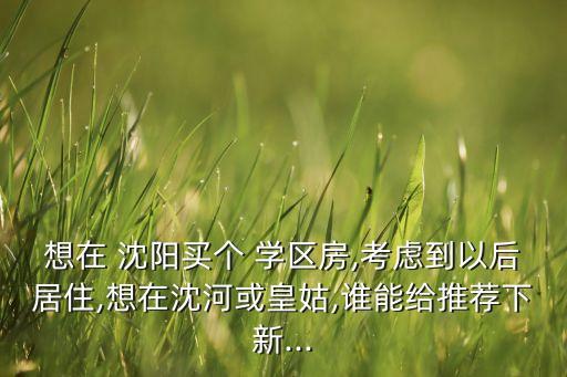 想在 沈阳买个 学区房,考虑到以后居住,想在沈河或皇姑,谁能给推荐下新...