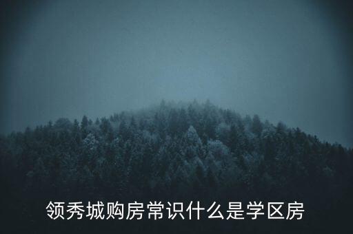 领秀城购房常识什么是学区房