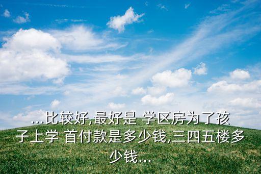 ...比较好,最好是 学区房为了孩子上学 首付款是多少钱,三四五楼多少钱...