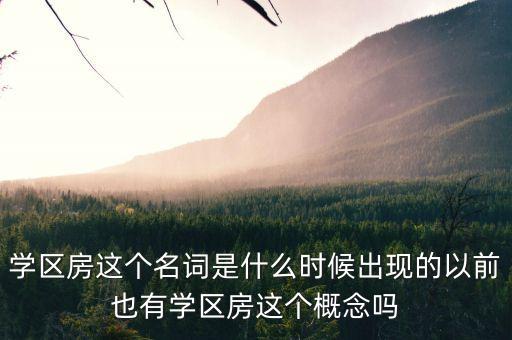 学区房这个名词是什么时候出现的以前也有学区房这个概念吗
