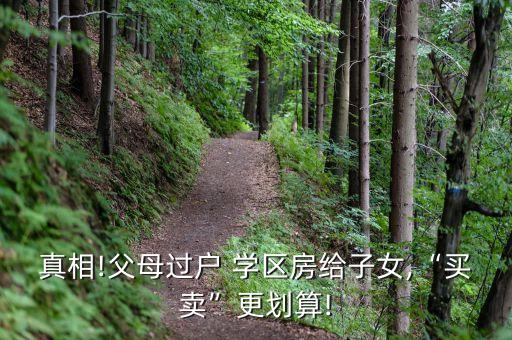 真相!父母过户 学区房给子女,“买卖”更划算!