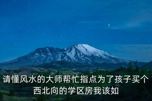 请懂风水的大师帮忙指点为了孩子买个西北向的学区房我该如