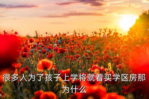 很多人为了孩子上学将就着买学区房那为什么