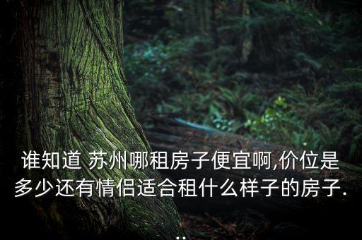谁知道 苏州哪租房子便宜啊,价位是多少还有情侣适合租什么样子的房子...
