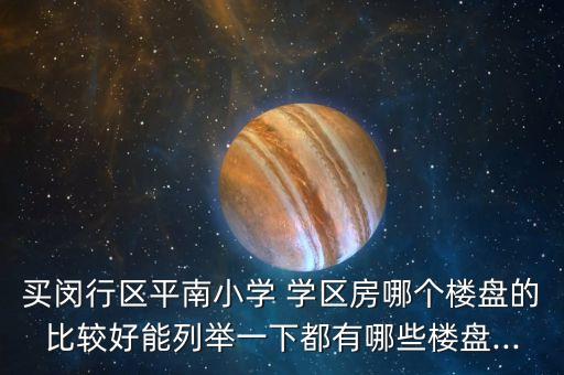 买闵行区平南小学 学区房哪个楼盘的比较好能列举一下都有哪些楼盘...