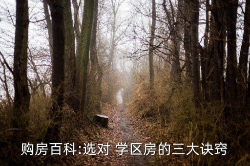 购房百科:选对 学区房的三大诀窍
