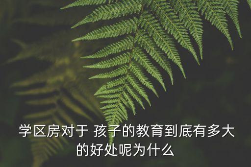  学区房对于 孩子的教育到底有多大的好处呢为什么