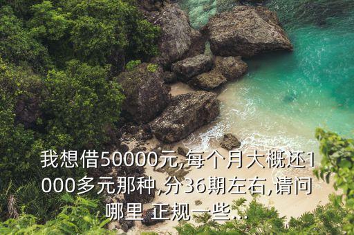 我想借50000元,每个月大概还1000多元那种,分36期左右,请问哪里 正规一些...