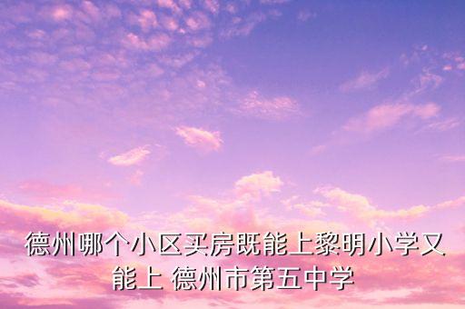  德州哪个小区买房既能上黎明小学又能上 德州市第五中学