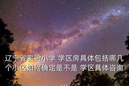 辽宁省实验小学 学区房具体包括哪几个小区如何确定是不是 学区具体咨询...