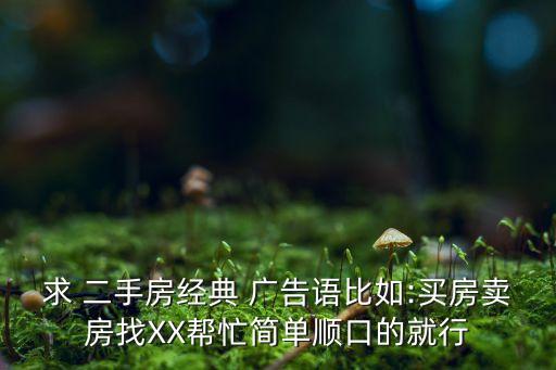 求 二手房经典 广告语比如:买房卖房找XX帮忙简单顺口的就行