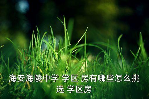 海安海陵中学 学区 房有哪些怎么挑选 学区房