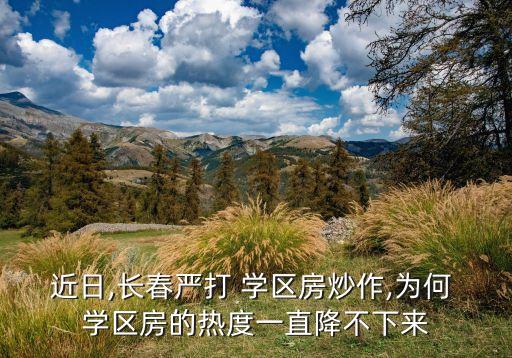近日,长春严打 学区房炒作,为何 学区房的热度一直降不下来