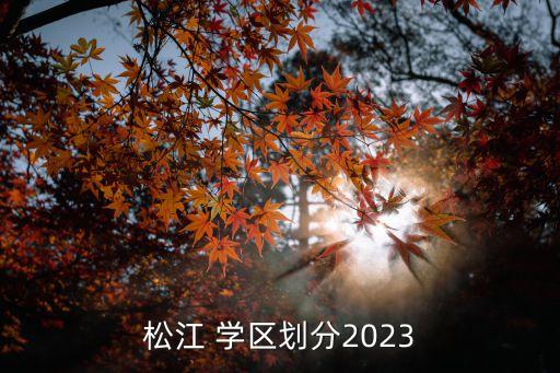 松江 学区划分2023