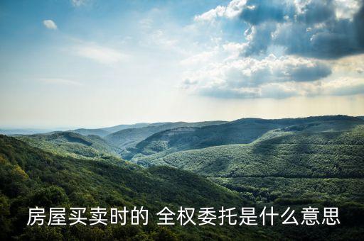  房屋买卖时的 全权委托是什么意思
