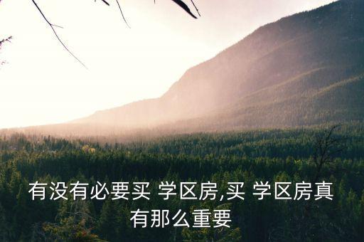 有没有必要买 学区房,买 学区房真有那么重要