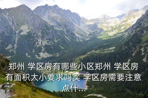 郑州 学区房有哪些小区郑州 学区房有面积大小要求吗买 学区房需要注意点什...