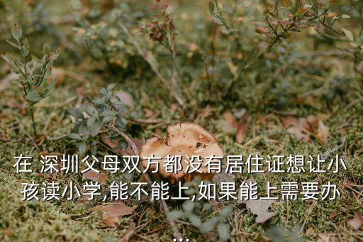在 深圳父母双方都没有居住证想让小孩读小学,能不能上,如果能上需要办...