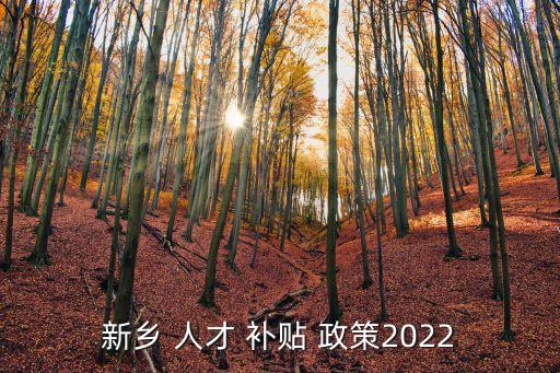新乡 人才 补贴 政策2022