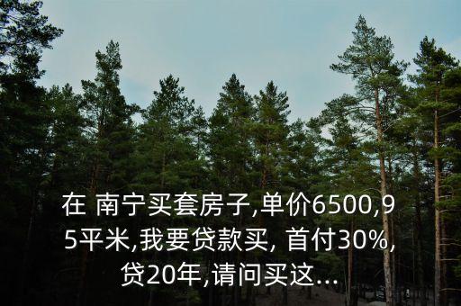 在 南宁买套房子,单价6500,95平米,我要贷款买, 首付30%,贷20年,请问买这...