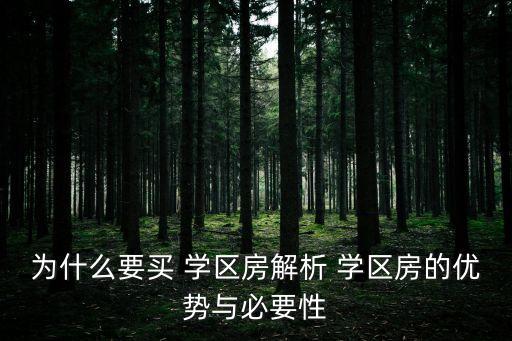 为什么要买 学区房解析 学区房的优势与必要性