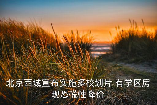 北京西城宣布实施多校划片 有学区房现恐慌性降价