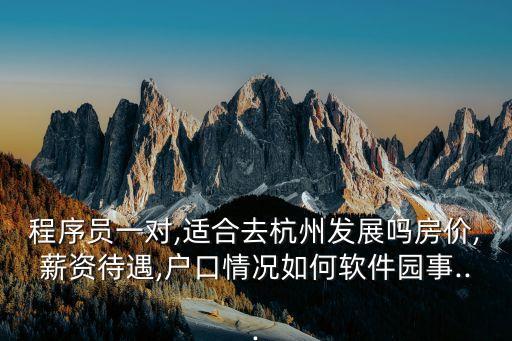 程序员一对,适合去杭州发展吗房价,薪资待遇,户口情况如何软件园事...