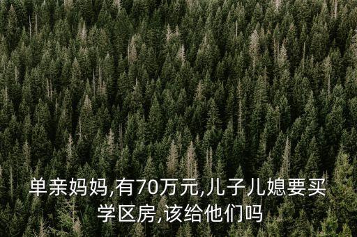 单亲妈妈,有70万元,儿子儿媳要买 学区房,该给他们吗