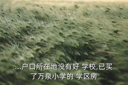 ...户口所在地没有好 学校,已买了万泉小学的 学区房